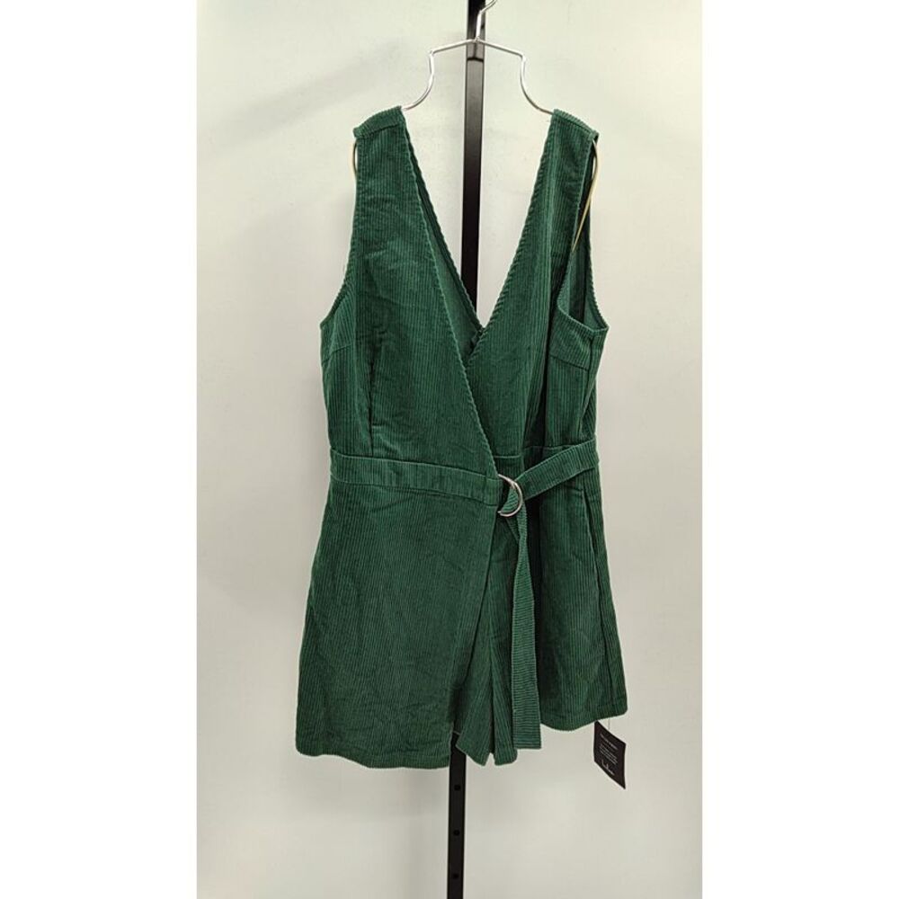 Lulu's Dark Green Corduroy Wrap Romper with D-Ring Belt